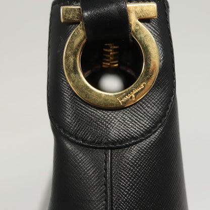 Salvatore Ferragamo Gancini Shoulder Bag Leather, BLACK, LEATHER, Shoulder bag