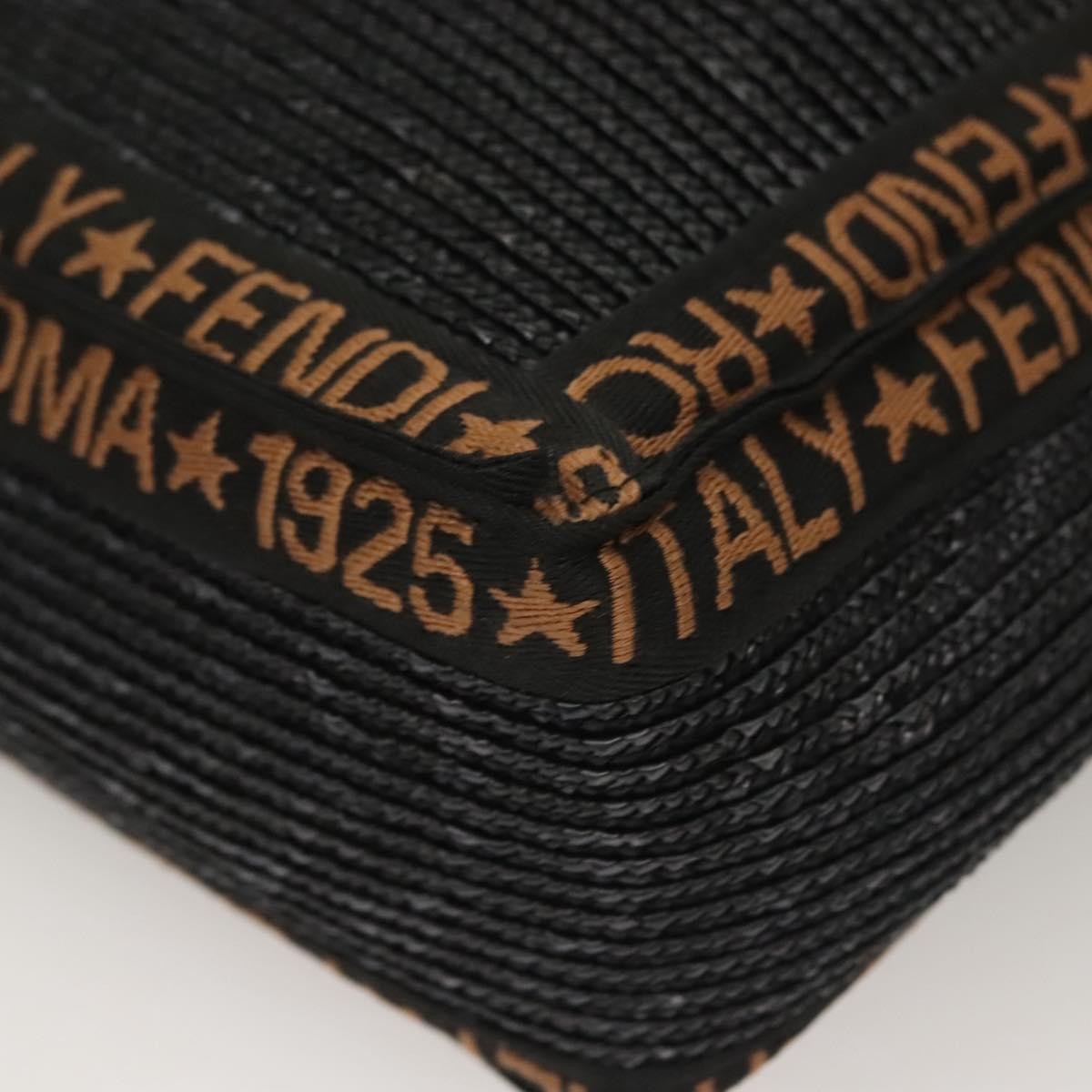 Fendi Zucca Tote bag Straw, BLACK, WOOD, Tote bag