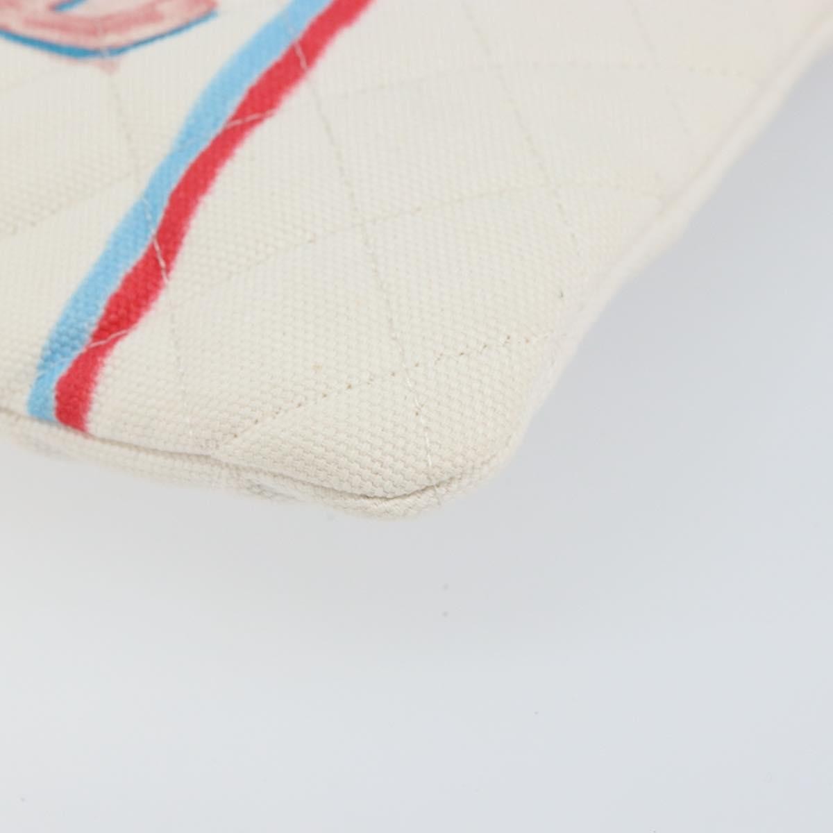 Chanel Coco Cuba Pouch Printed Quilted Canvas, WHITE, CANVAS, Clutche & pouche