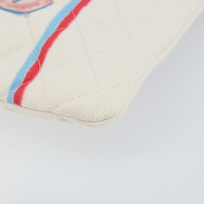 Chanel Coco Cuba Pouch Printed Quilted Canvas, WHITE, CANVAS, Clutche & pouche