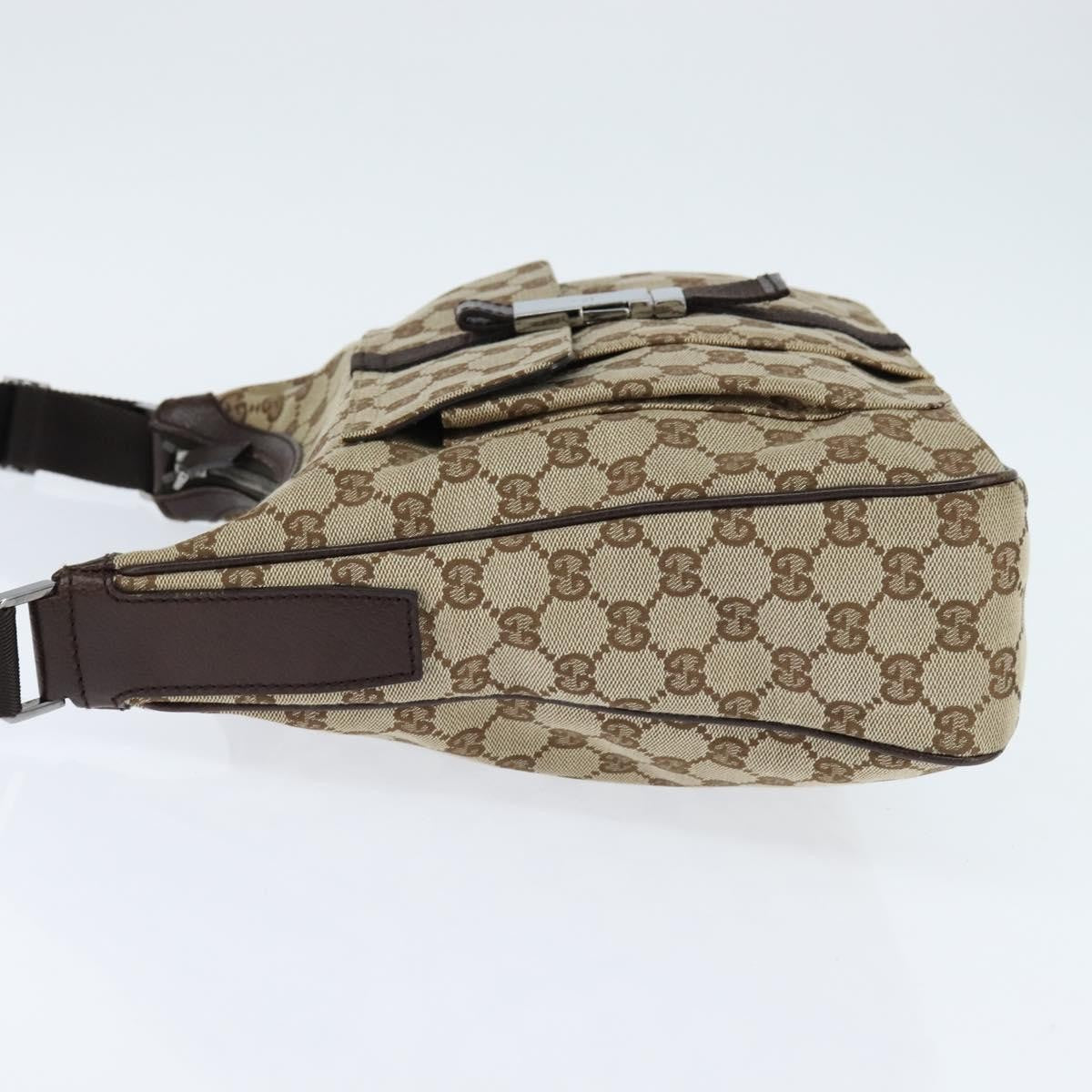 Gucci Front Pocket Messenger Bag GG Canvas, BEIGE, CANVAS, Shoulder bag
