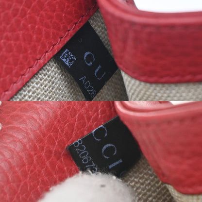 Gucci Interlocking Shoulder Bag Leather, RED, LEATHER, Shoulder bag