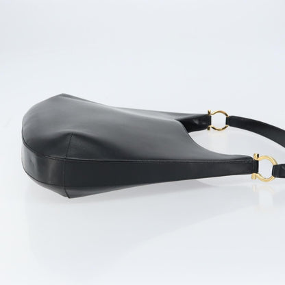 Salvatore Ferragamo Vintage Gancini Hobo Leather, BLACK, LEATHER, Shoulder bag