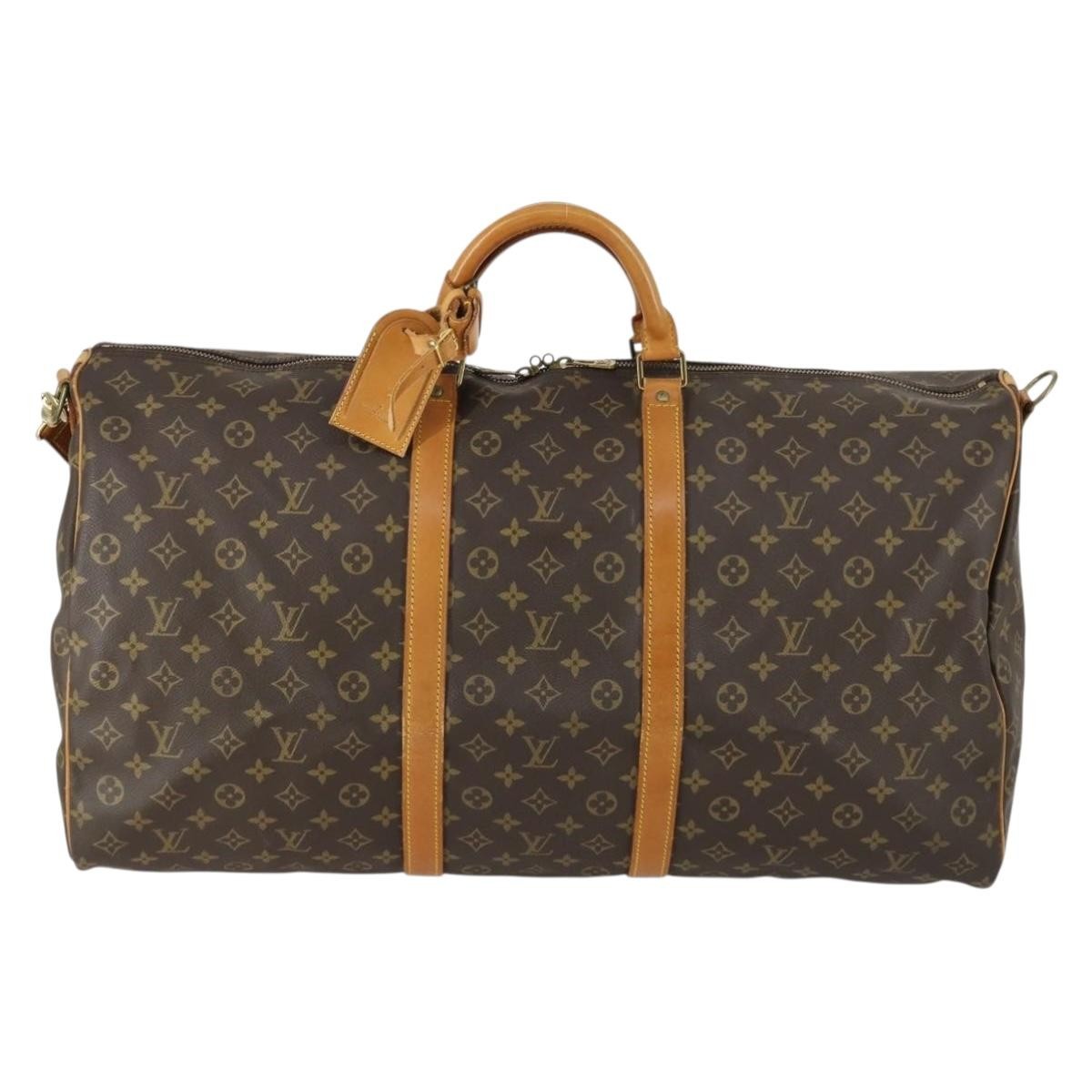 Louis Vuitton Keepall Bandouliere Bag Monogram Canvas, BROWN, CANVAS, Travel bag