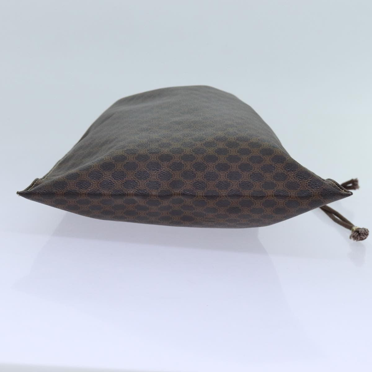 Celine Triomphe Drawstring Bucket Bag Raffia with Leather, BROWN, PVC, Shoulder bag