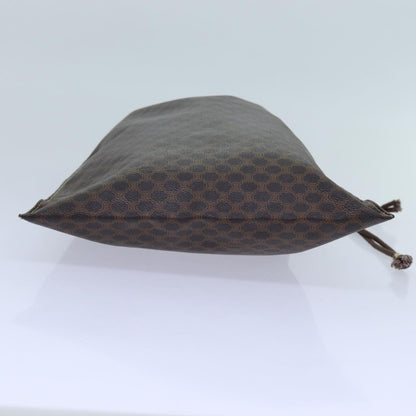 Celine Triomphe Drawstring Bucket Bag Raffia with Leather, BROWN, PVC, Shoulder bag