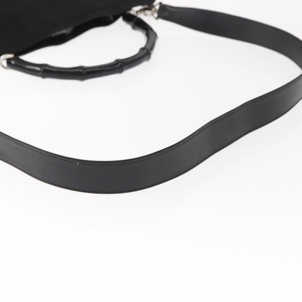 Gucci Vintage Bamboo Handle Bag Nylon, Black, Nylon, Handbag