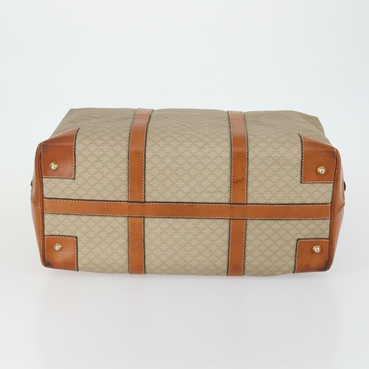 Celine Vintage Macadam Boston bag Canvas and Leather, BEIGE, CANVAS, Travel bag