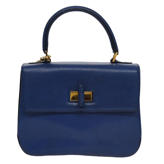 Celine Vintage turn lock shoulder bag Leather, BLUE, LEATHER, Handbag
