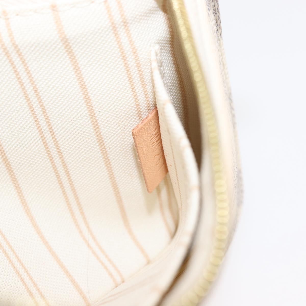 Louis Vuitton Neverfull Pochette Damier, WHITE, CANVAS, Clutche & pouche