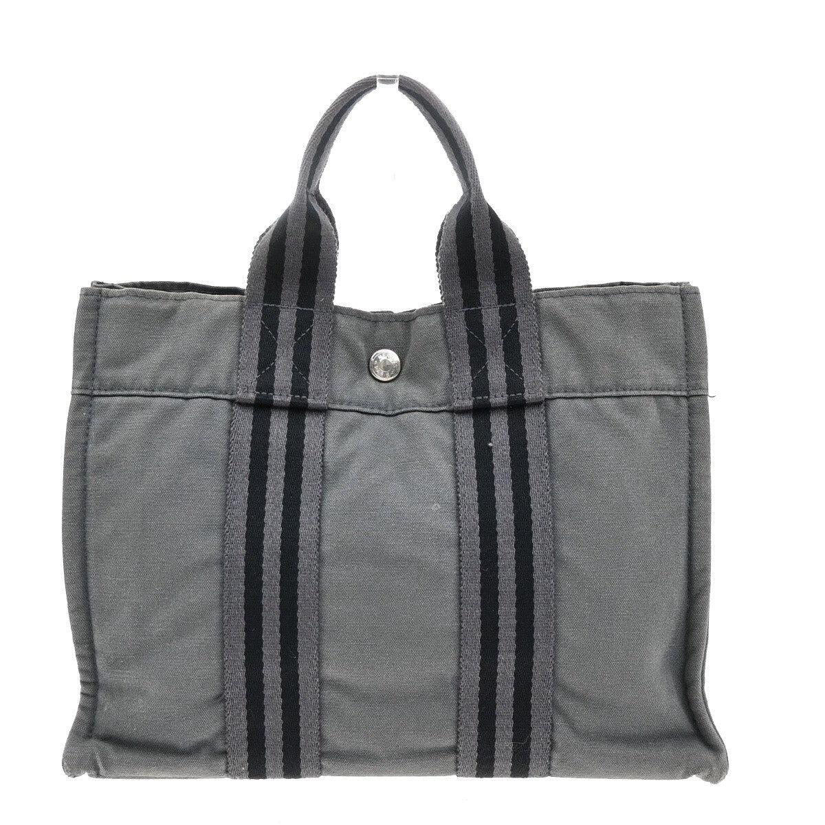 Hermes Fourre Tout Tote Canvas, GRAY, CANVAS, Tote bag