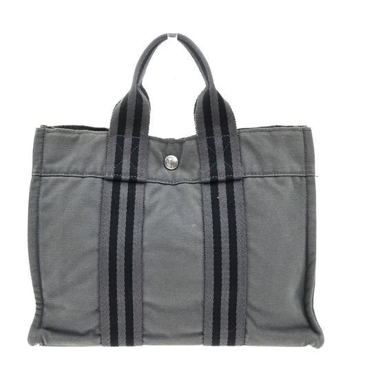 Hermes Fourre Tout Tote Canvas, GRAY, CANVAS, Tote bag