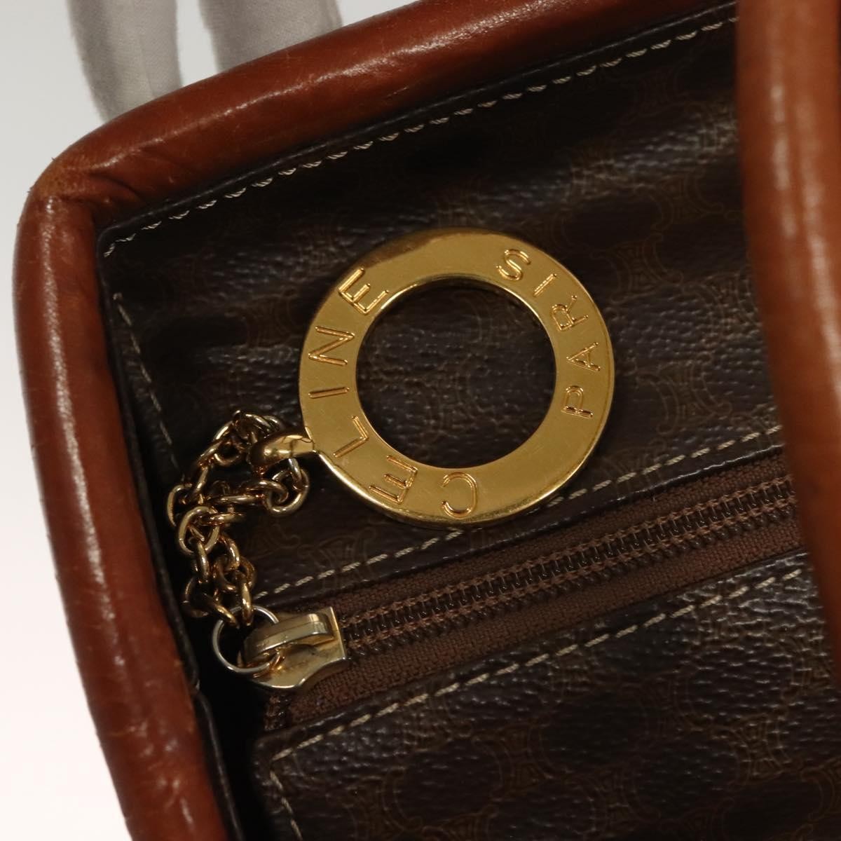 Celine Macadam Handbag Macadam with leather, BROWN, CANVAS, Handbag