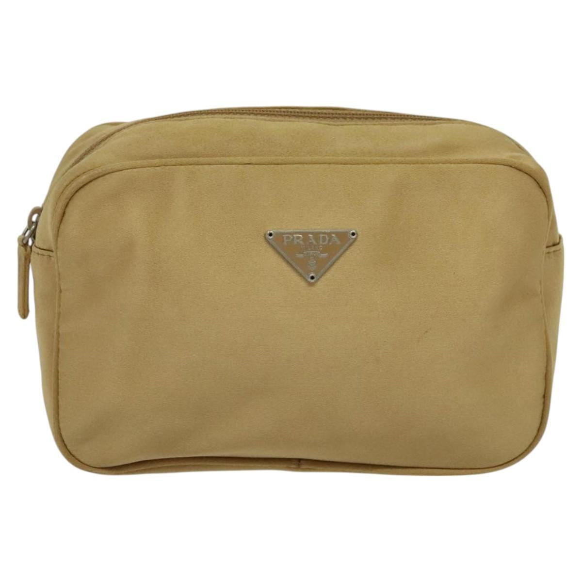 Prada Zip Around Toiletry Bag Silk, BEIGE, SATIN, Clutche & pouche