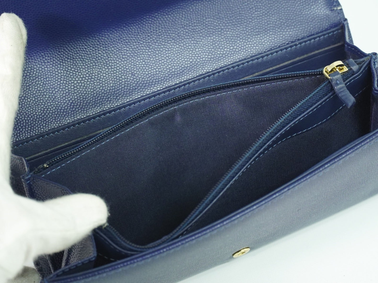 Chanel Deauville Flap Wallet Caviar, NAVY, LEATHER, Wallets