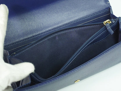 Chanel Deauville Flap Wallet Caviar, NAVY, LEATHER, Wallets