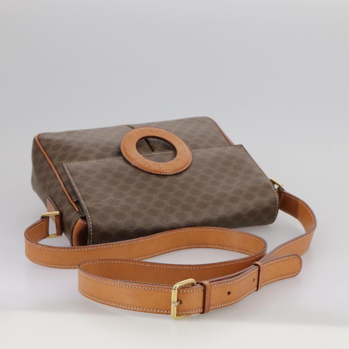 Celine Macadam Shoulder Bag PVC Leather, BROWN, CANVAS, Shoulder bag