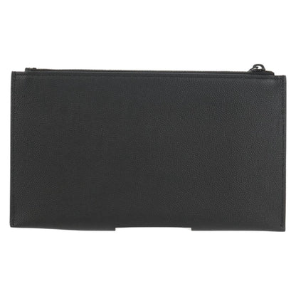 Saint Laurent Classic Monogram Zip Bill Pouch Leather, BLACK, LEATHER, Clutche & pouche