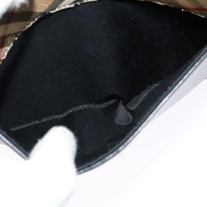 Burberry Front Pocket Flap Messenger Leather with Vintage Check Canvas, BLACK, LEATHER, Crossbody bag