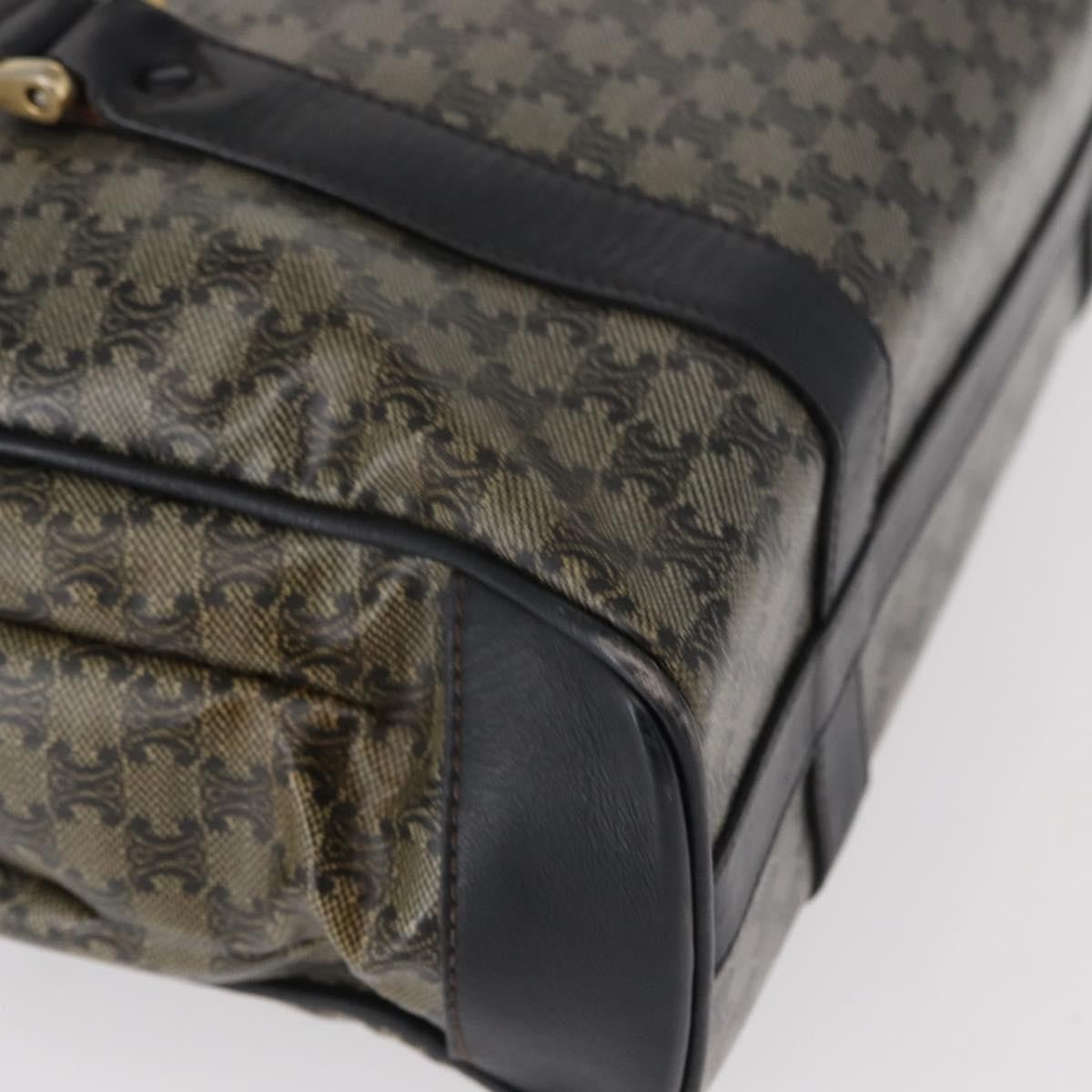 Celine Vintage Macadam Shoulder Bag Canvas and Leather, BLACK, CANVAS, Shoulder bag