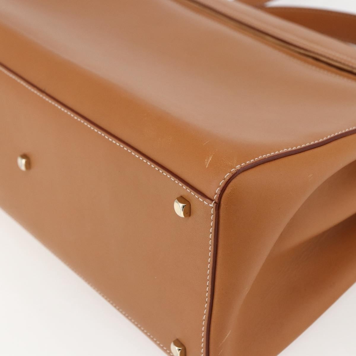 Salvatore Ferragamo Gancini handbag Leather, BROWN, LEATHER, Handbag