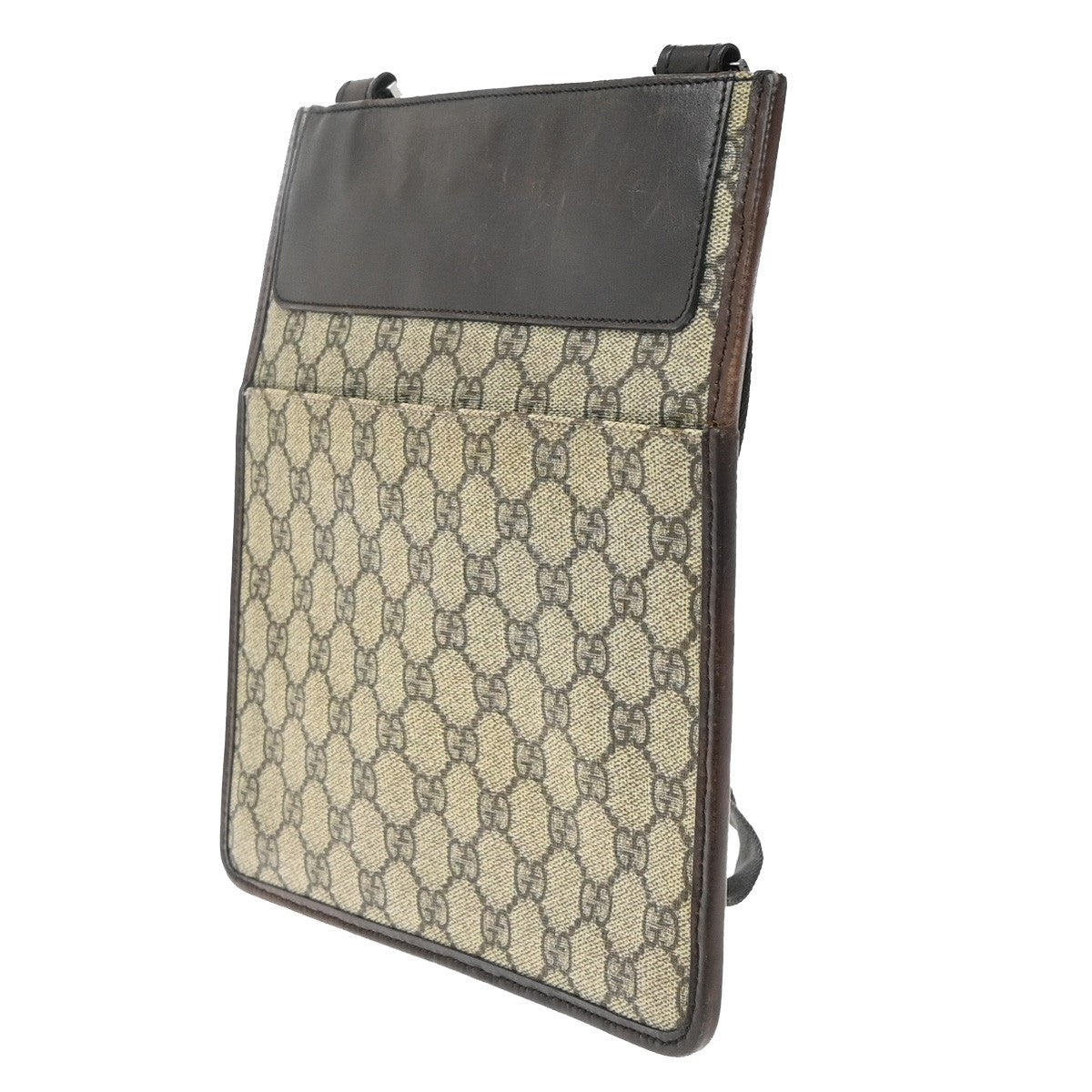 Gucci Front Pocket Messenger Canvas, BROWN, PVC, Shoulder bag