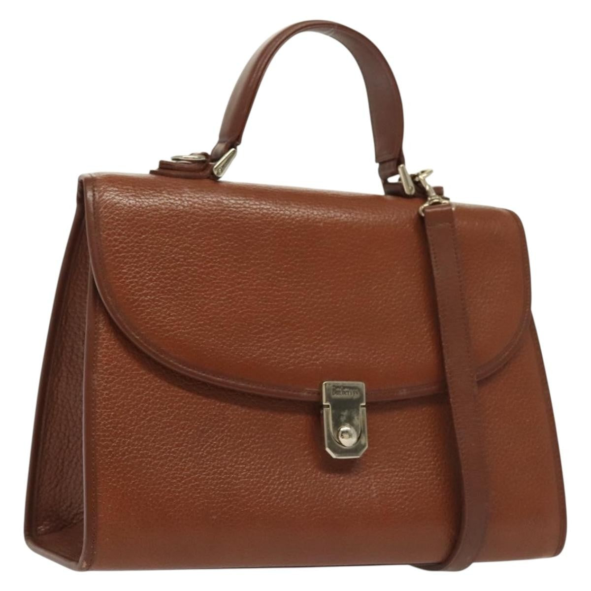 Burberry Vintage Handbag Leather, BROWN, LEATHER, Handbag