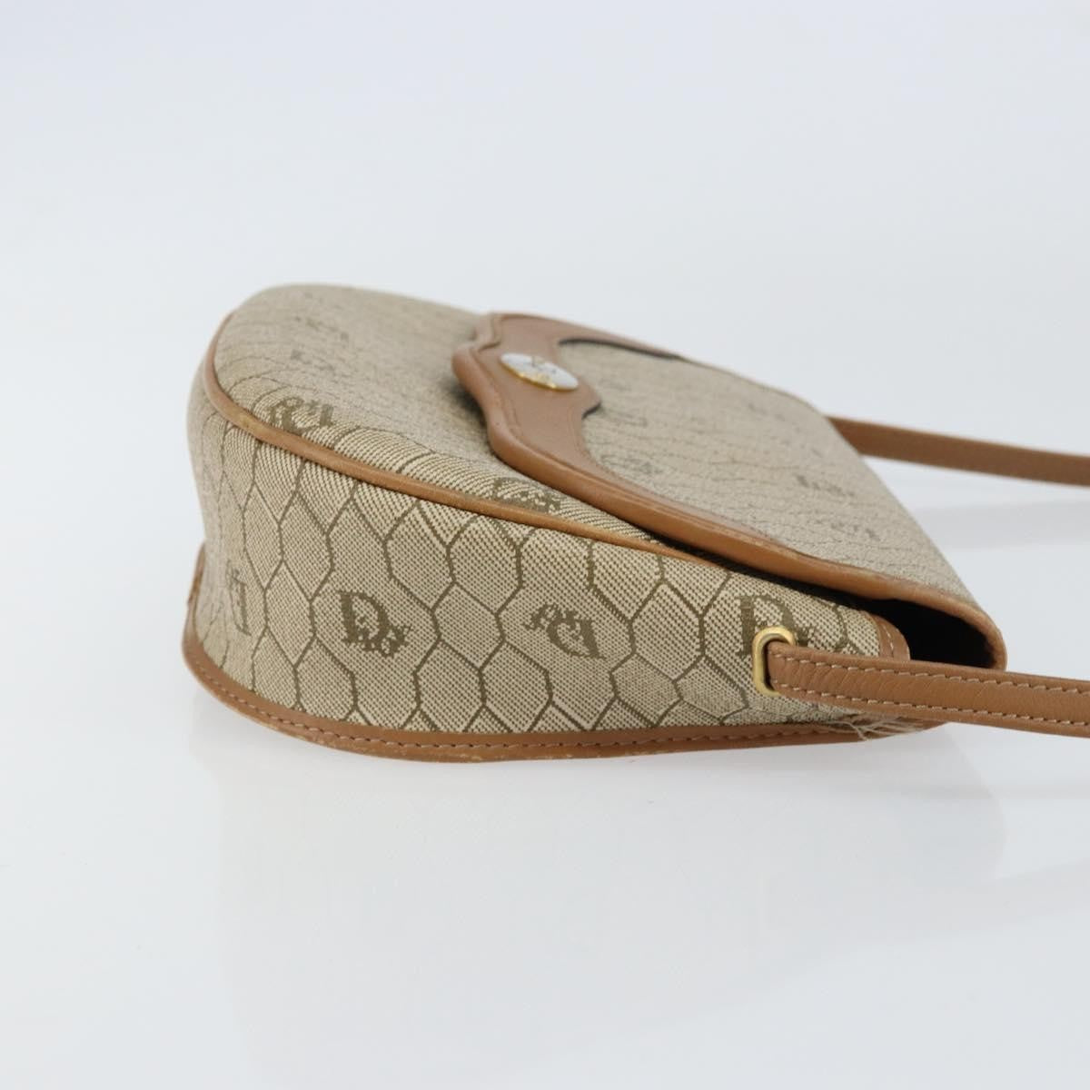 Christian Dior Vintage Honeycomb Shoulder Bag Canvas and Leather, BEIGE, CANVAS, Shoulder bag
