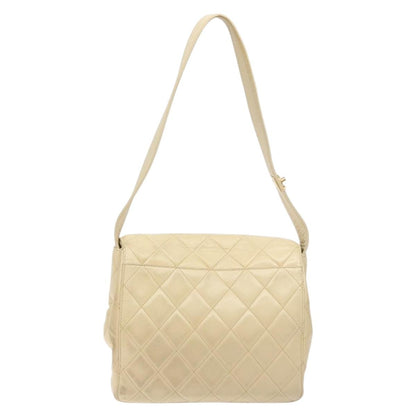 Chanel Vintage CC Flap Crossbody Bag Quilted Lambskin, BEIGE, LEATHER, Shoulder bag