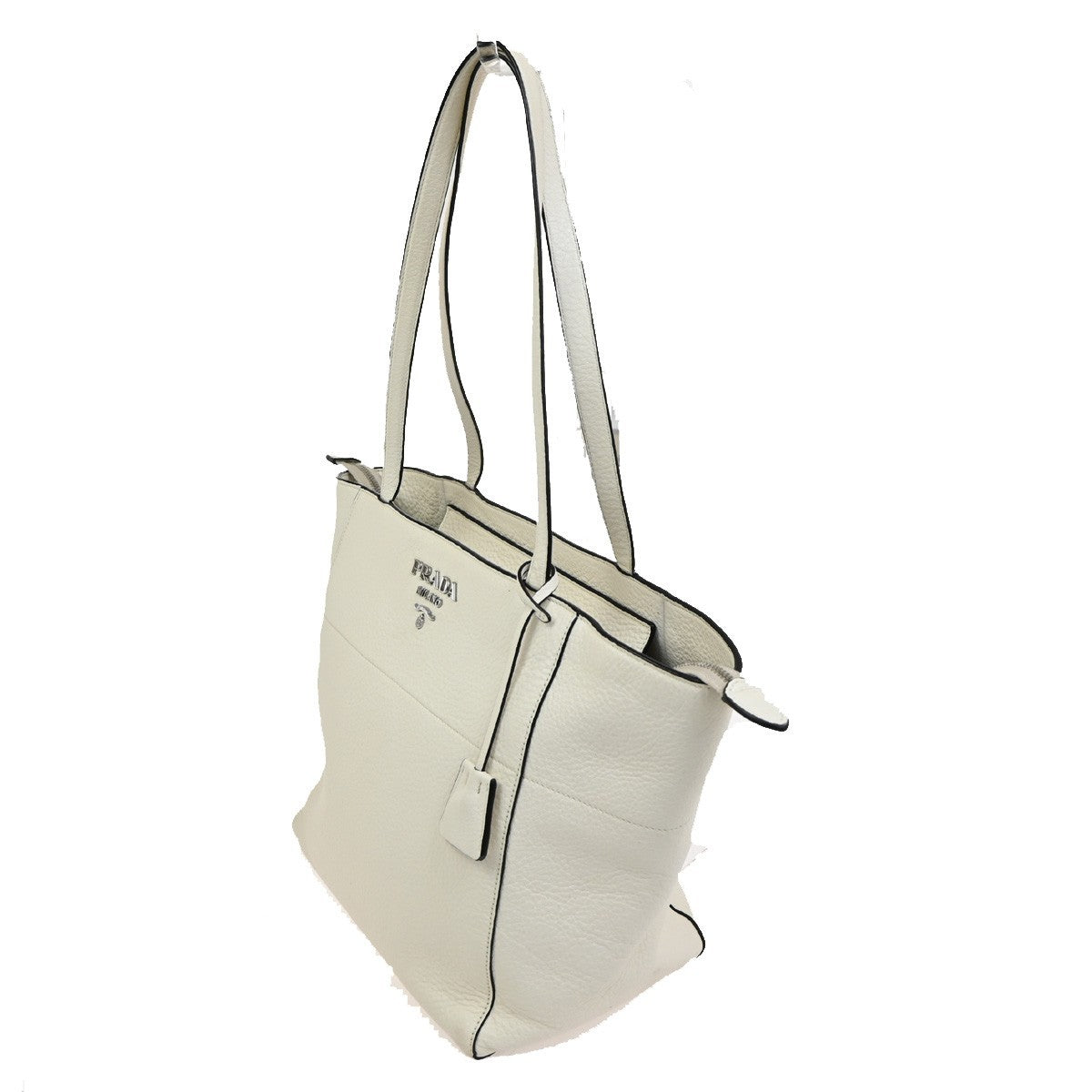 Prada Vintage Tote Leather, WHITE, LEATHER, Tote bag