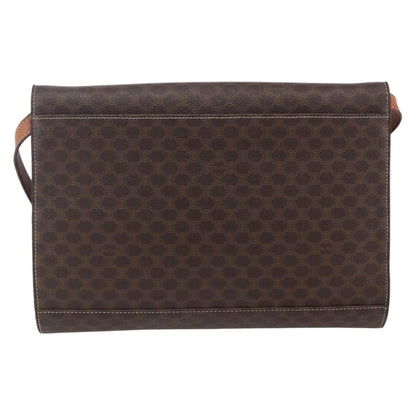 Celine Vintage Macadam Circle Logo Shoulder Bag Canvas and Leather, BROWN, CANVAS, Shoulder bag