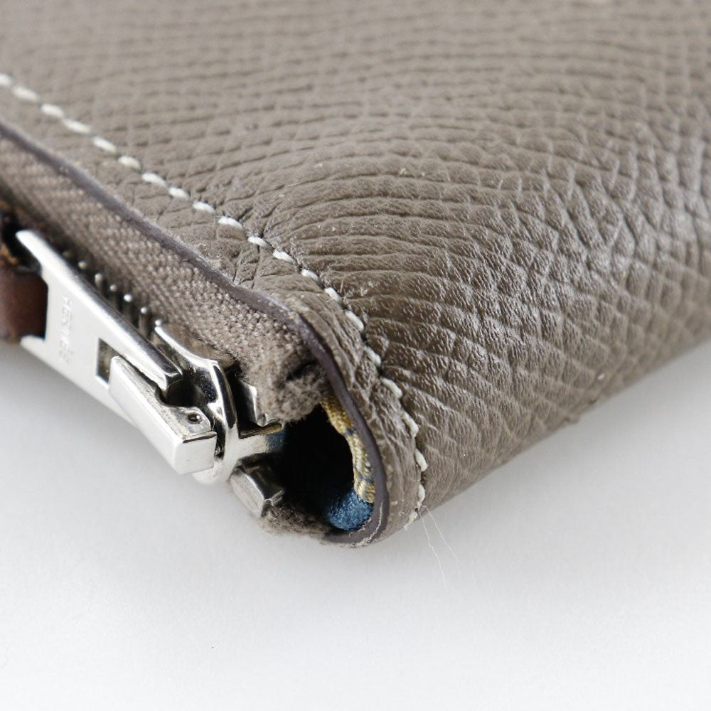 Hermes Azap Zip Around Wallet Epsom, GRAY, LEATHER, Wallets