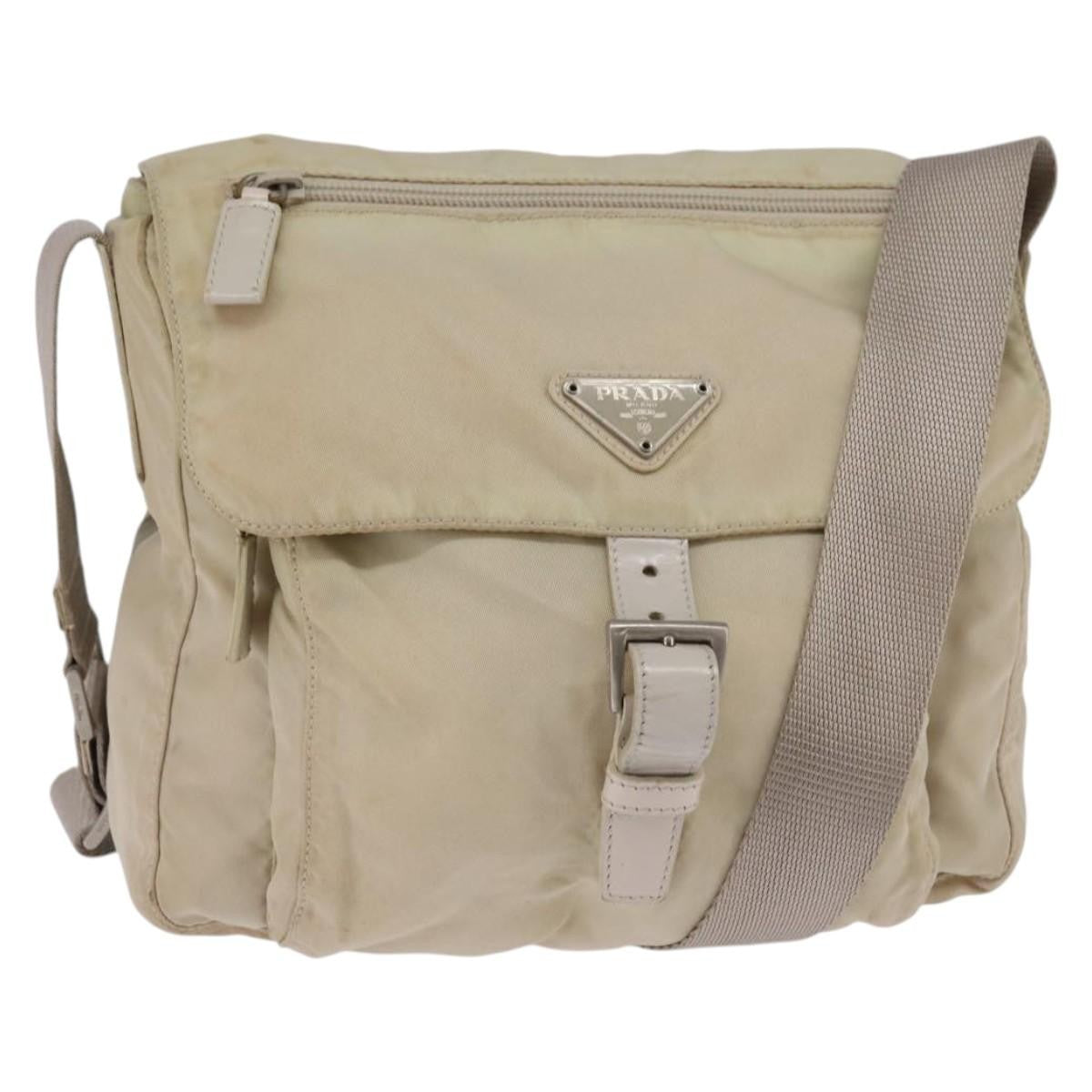 Prada Buckle Messenger Bag Tessuto, BEIGE, NYLON, Crossbody bag