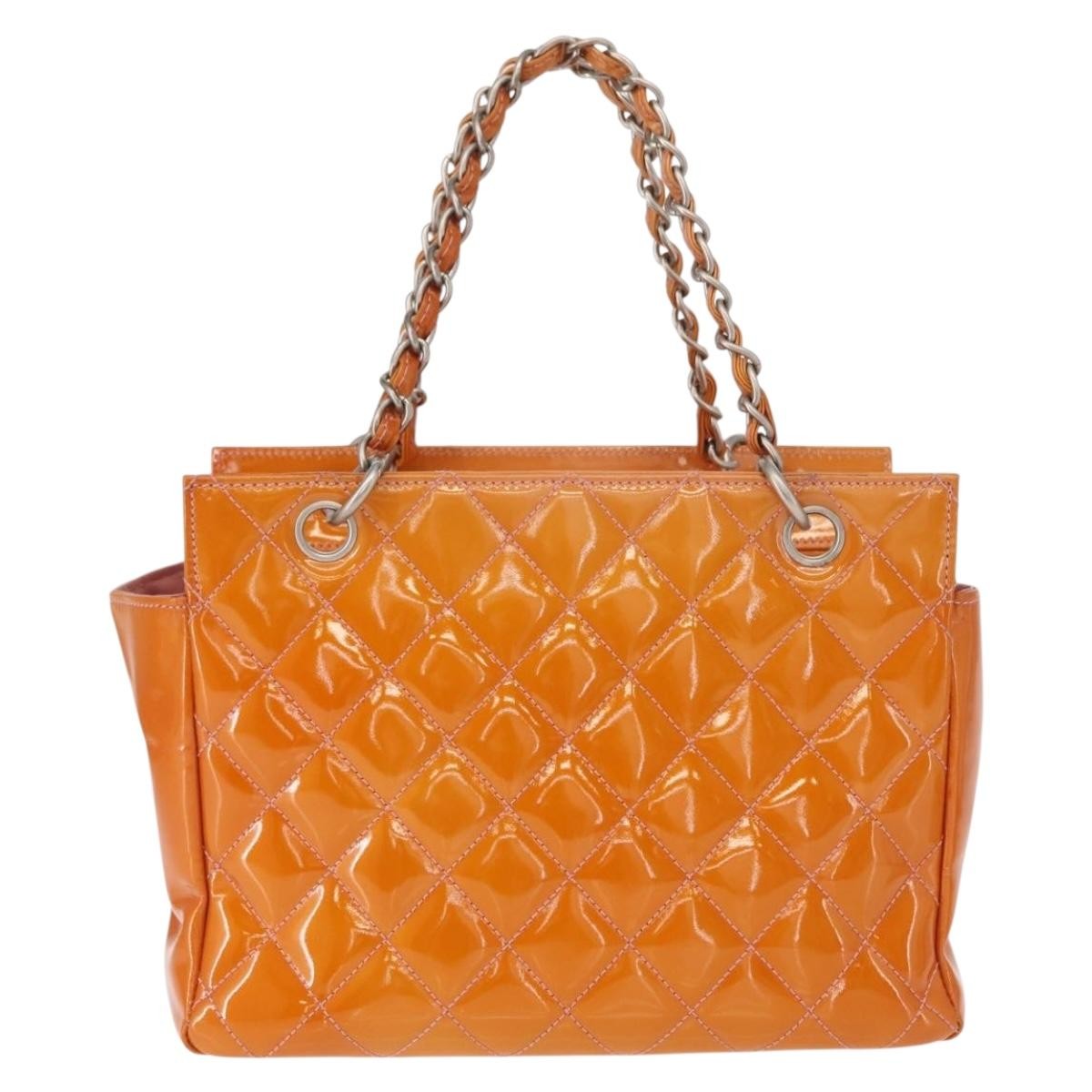 Chanel Vintage Petite Timeless Tote Quilted Patent, ORANGE, PATENT_LEATHER, Tote bag
