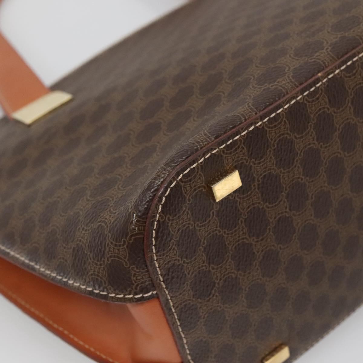 Celine Macadam Handbag Macadam with leather, BROWN, CANVAS, Handbag