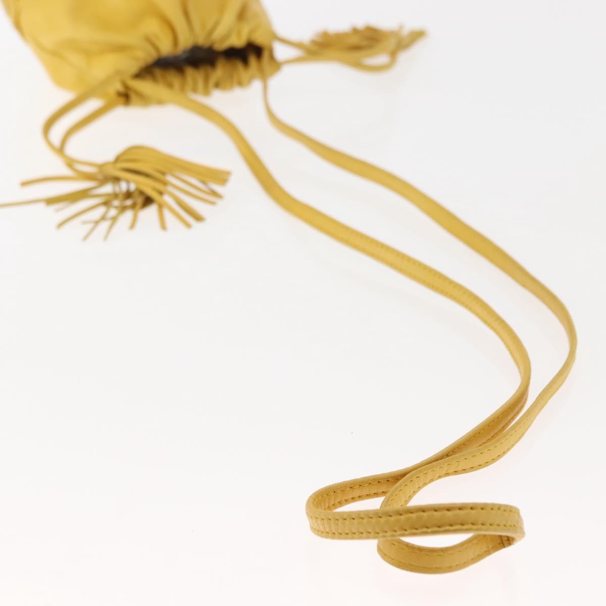 Bottega Veneta Drawstring Bucket Bag Leather and Intrecciato Nappa, YELLOW, LEATHER, Shoulder bag