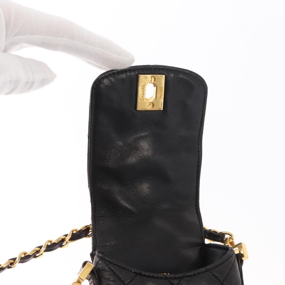 Chanel Chain Shoulder Bag Leather, BLACK, LEATHER, Shoulder bag