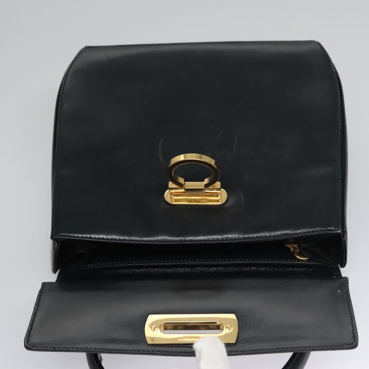 Salvatore Ferragamo Gancini Convertible Top Handle Bag Leather, BLACK, LEATHER, Handbag
