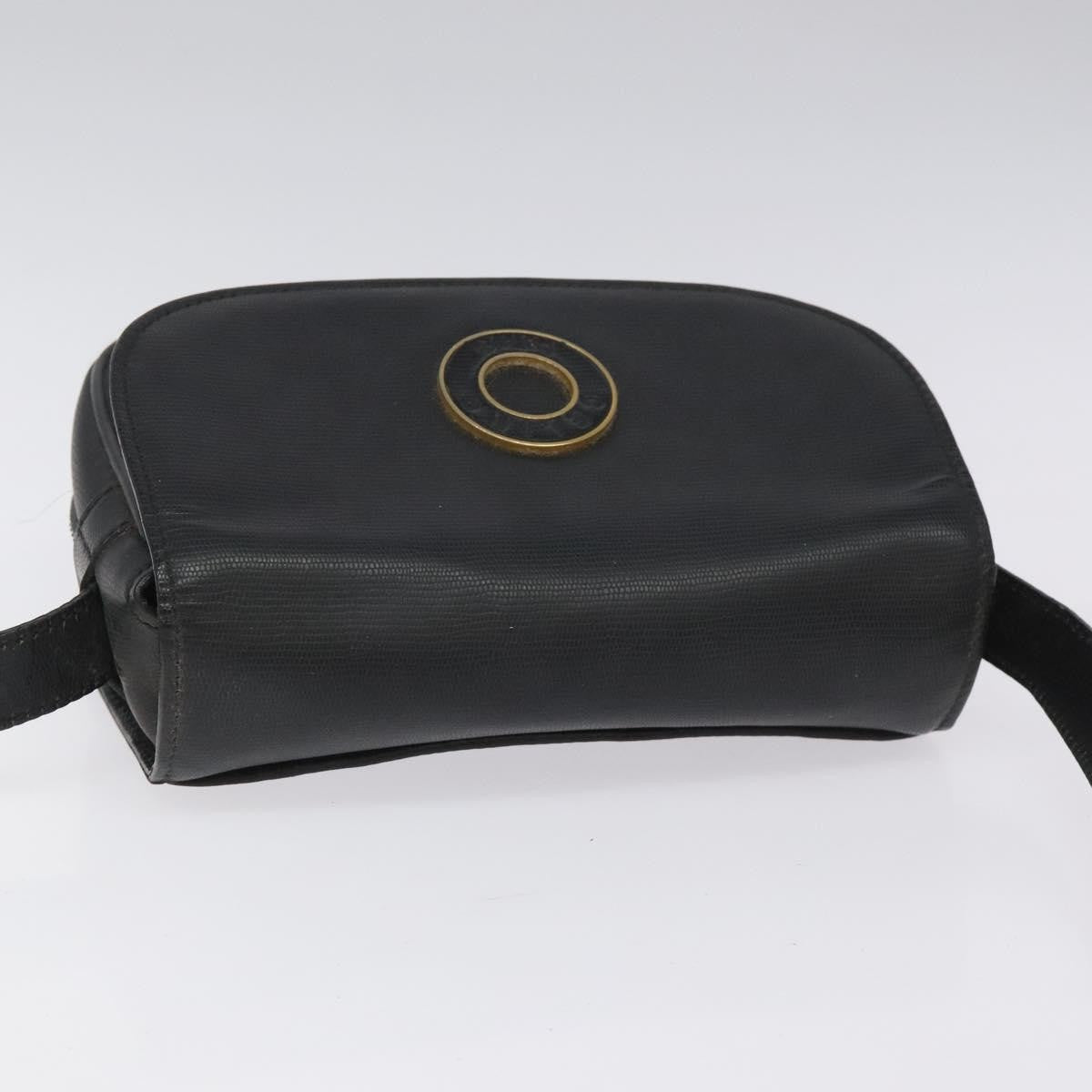 Celine Vintage Circle Logo Crossbody Bag Leather, BLACK, LEATHER, Shoulder bag