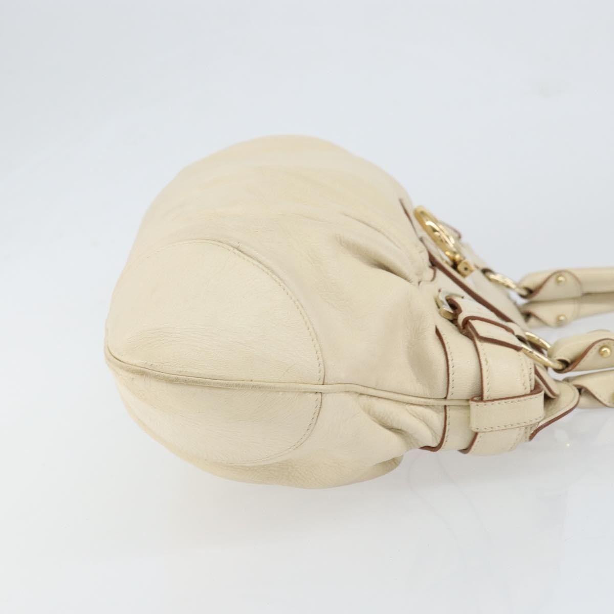 Salvatore Ferragamo Gancini handbag Leather, WHITE, LEATHER, Handbag