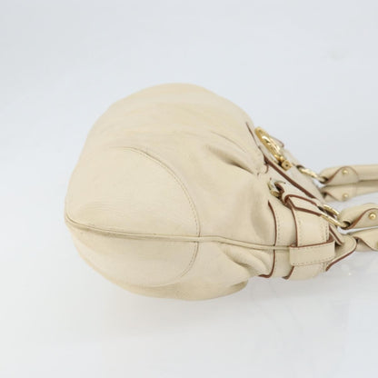 Salvatore Ferragamo Gancini handbag Leather, WHITE, LEATHER, Handbag