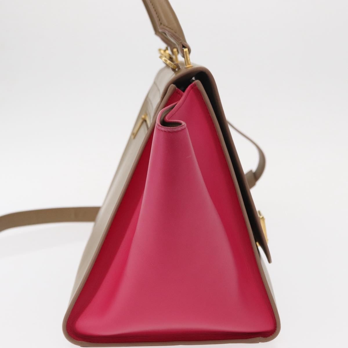 Celine Bicolor Trapeze Bag Leather, BEIGE, LEATHER, Handbag