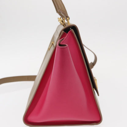 Celine Bicolor Trapeze Bag Leather, BEIGE, LEATHER, Handbag