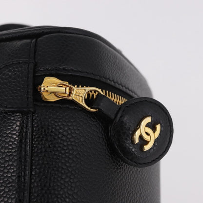 Chanel Vintage Timeless Cosmetic Case Caviar, Black, Leather, Handbag