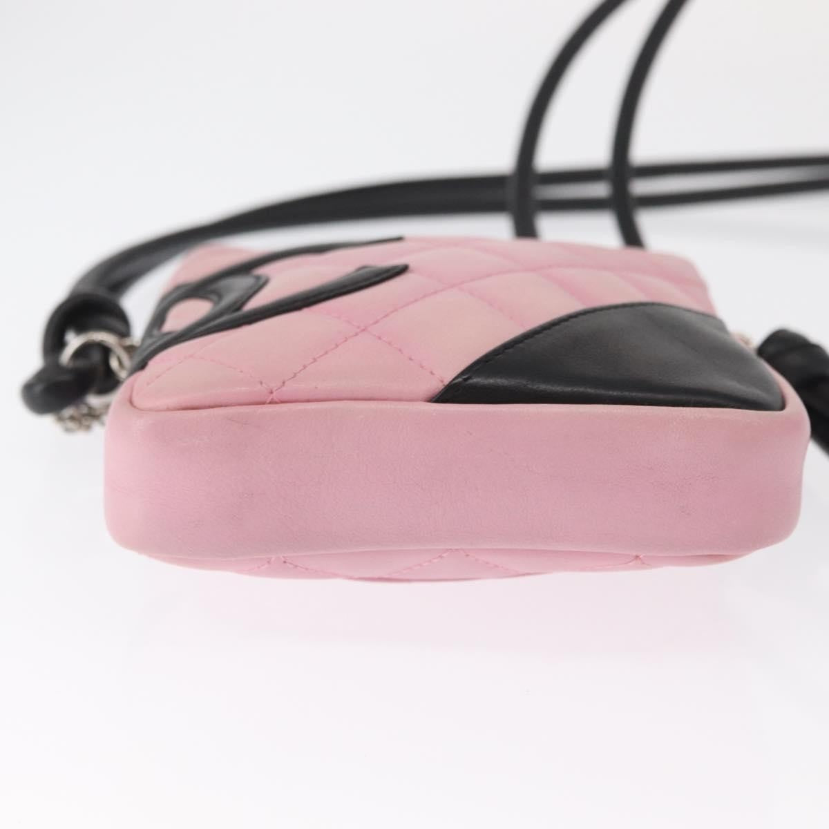 Chanel Cambon Crossbody Bag Quilted Leather, PINK, LEATHER, Clutche & pouche