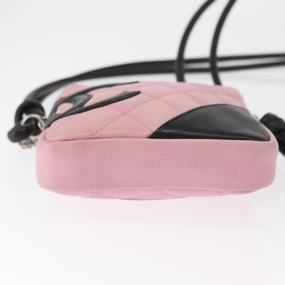 Chanel Cambon Crossbody Bag Quilted Leather, PINK, LEATHER, Clutche & pouche