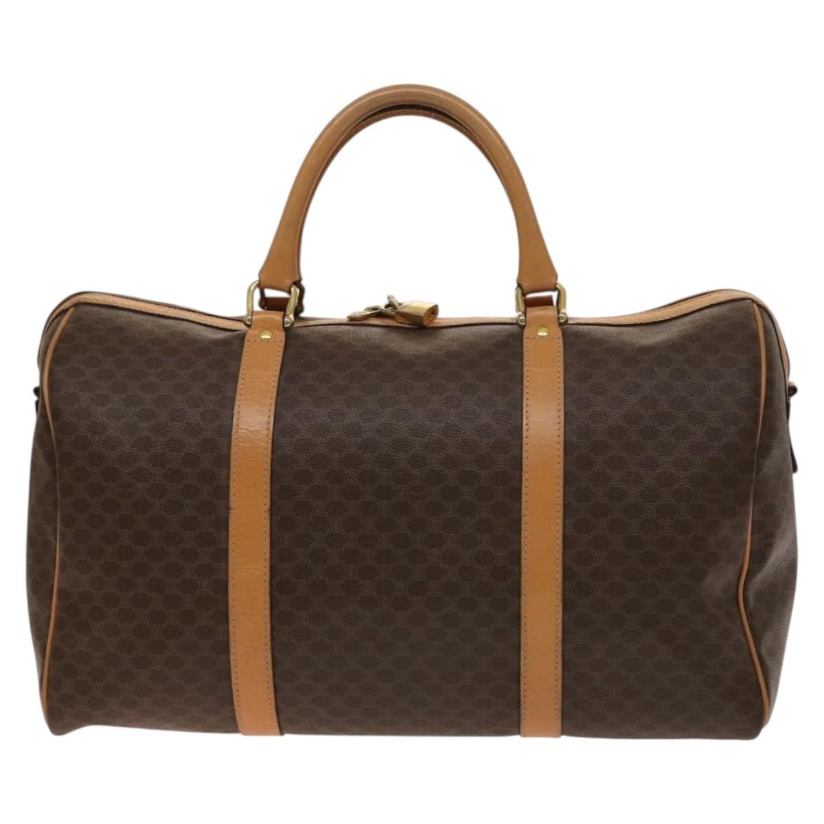 Celine Macadam Handbag Macadam with leather, BROWN, CANVAS, Handbag