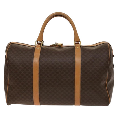 Celine Macadam Handbag Macadam with leather, BROWN, CANVAS, Handbag