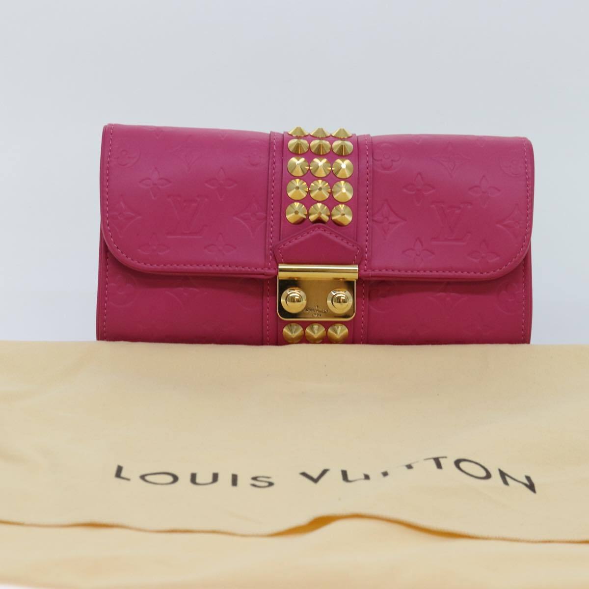 Louis Vuitton Courtney Clutch Embossed Leather, PINK, LEATHER, Clutche & pouche