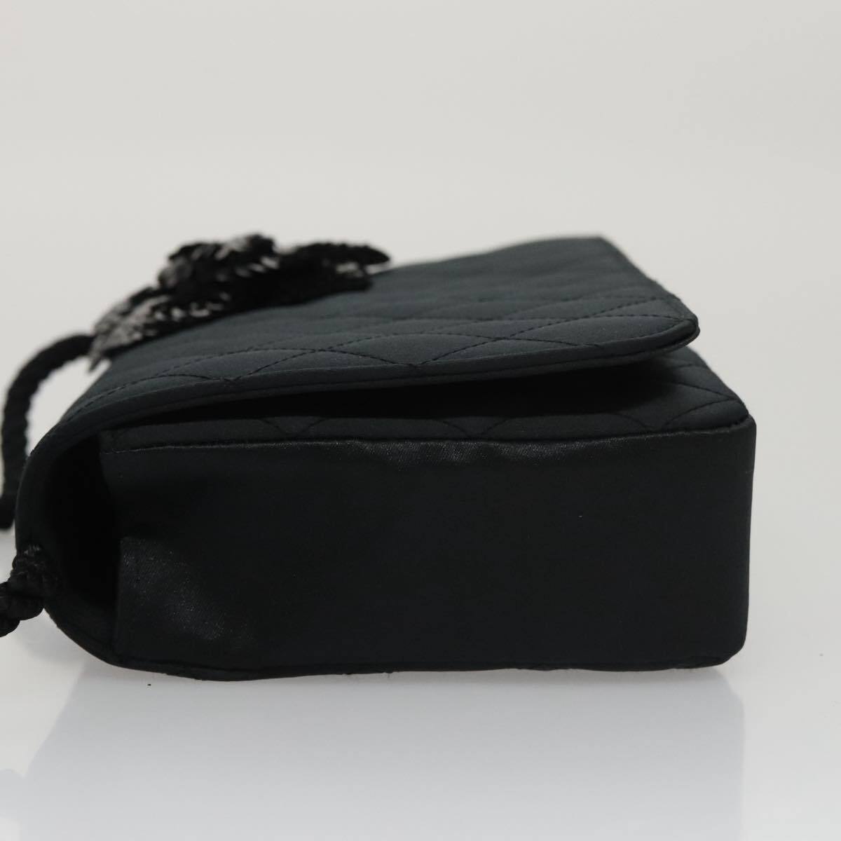 Chanel Camellia Charms Wallet on Chain Silk, BLACK, SATIN, Wallets